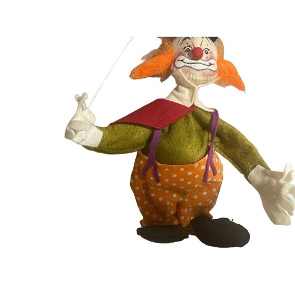 Vintage 1990 Annalee Doll 10" Hobo Circus Clown with Orange Hair, Balloon, & Tag - Picture 13 of 16